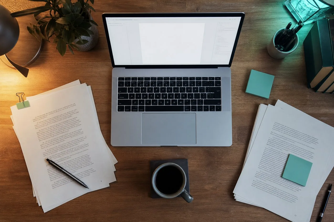 Writer at a focused desk