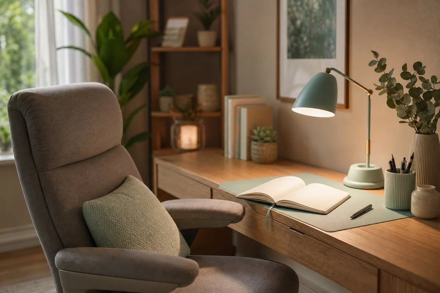 Warm accessible writing desk