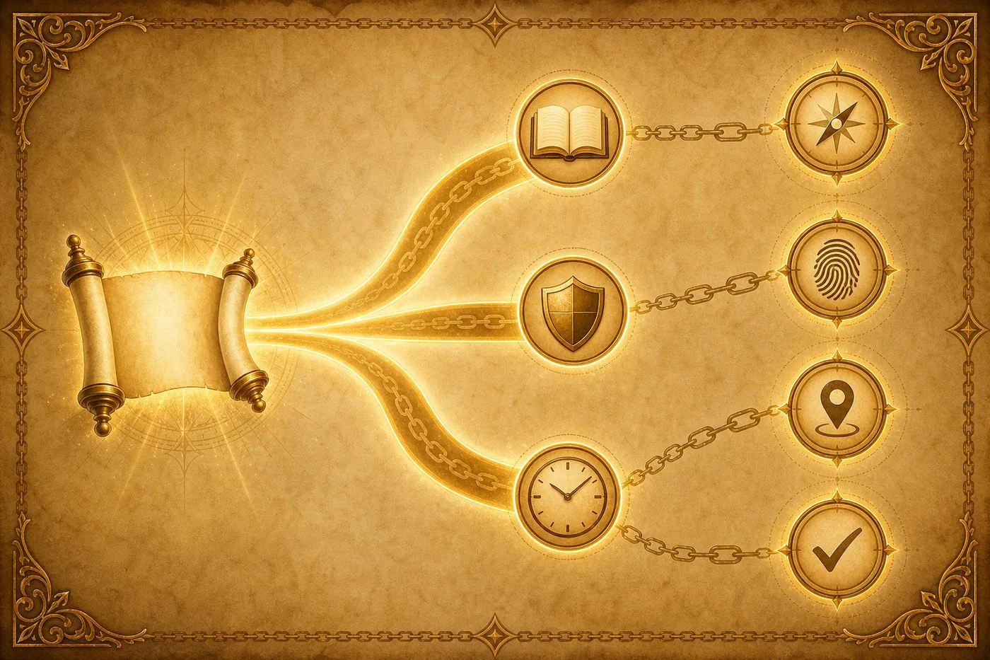 Proof path map with abstract icons